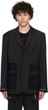 Andersson Bell Black Inside Out Stripe Sheer Blazer In Black
