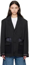 Andersson Bell Black Inside Out Stripe Sheer Blazer