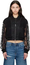 Andersson Bell Layered Logo Lace Short Bomber Jacket