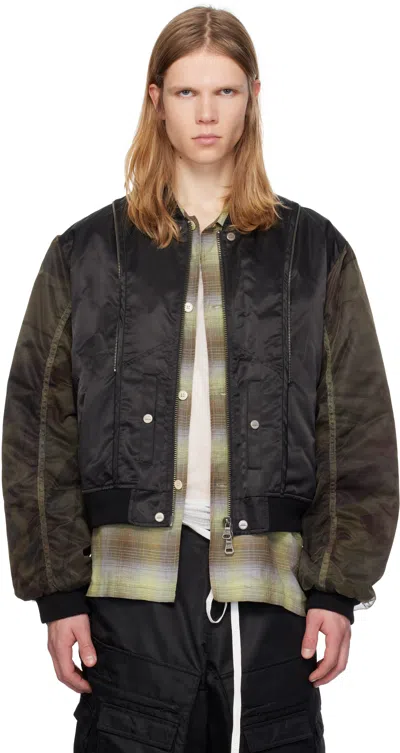 Andersson Bell Black Mesh Sleeve Bomber Jacket