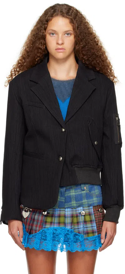 Andersson Bell Black Mulina Denim Bomber Jacket In Washed Black