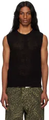 Andersson Bell Black Net Damaged Sleeveless Tank Top In Black