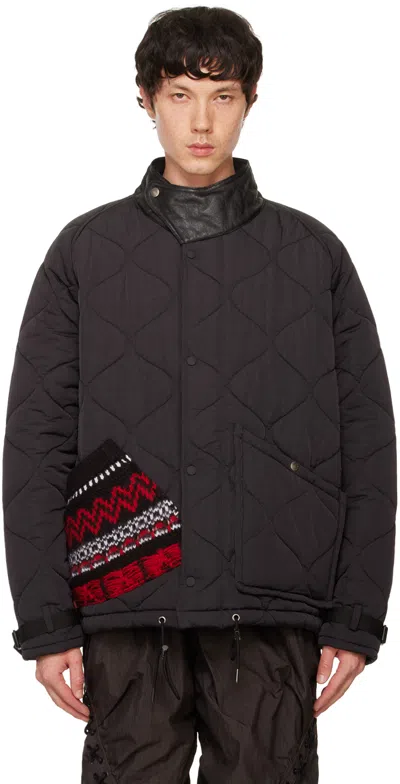 Andersson Bell Black Nordic Knitted Pocket Quilted Jacket