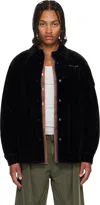 Andersson Bell Black Padded Velvet Denim Shirt In Black