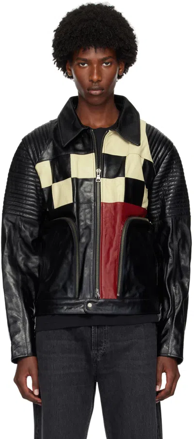 Andersson Bell Black Patchwork Leather Biker Jacket