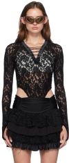 Andersson Bell Black Rose Lace Bodysuit In Black