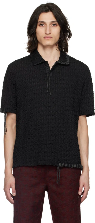 Andersson Bell Bubble-knit Polo Shirt In Blackblack