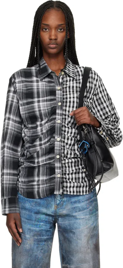 Andersson Bell Black Shirred Check Shirt