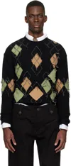 Andersson Bell Diamond-patterned Crew Neck Sweater In Black