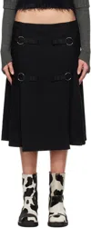 Andersson Bell Black Twill Wool Kilt Midi Skirt In Black
