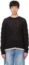 Andersson Bell Black Two-tone Wave Sweater In Black