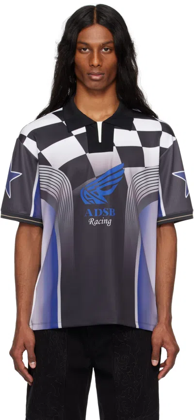 ANDERSSON BELL BLUE & BLACK CHECKERBOARD RACING POLO