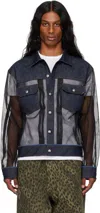 Andersson Bell Blue & Black Tonny Sheer Denim Jacket In Blue