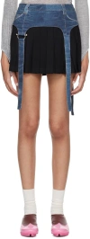 Andersson Bell Blue & Black Trompe L'œil Pleats Miniskirt In Black