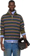 Andersson Bell Double Striped Half-zip Sweater In Multi