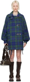 Andersson Bell Blue & Green Oversized Peacoat In Blue