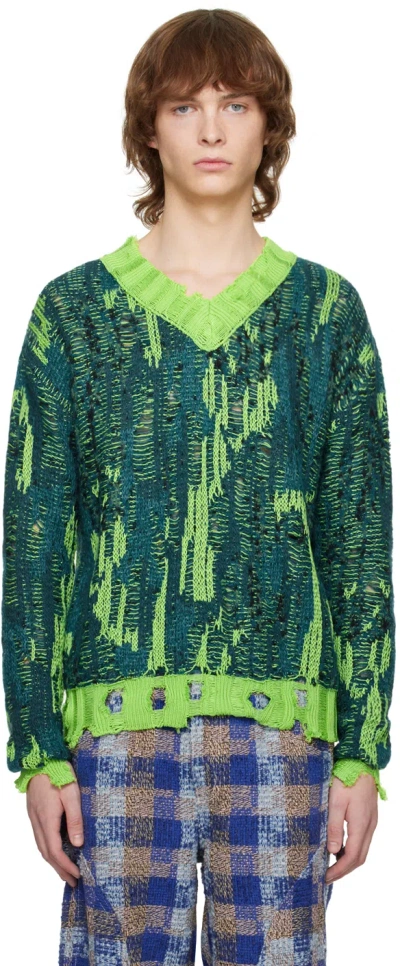 Andersson Bell Cotton Knit V-neck Sweater In Multi