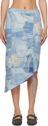 Andersson Bell Anja Patch Print Jersey Midi Skirt In Blue