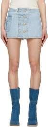 Andersson Bell Blue Apron Wrap Denim Miniskirt In Washed Blue