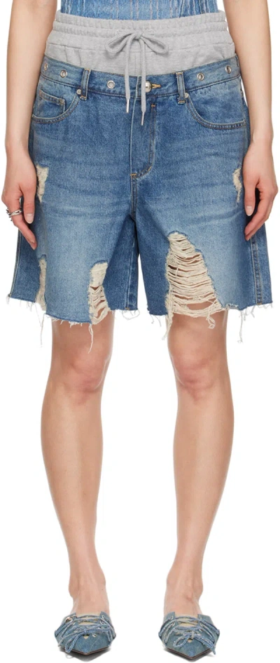 Andersson Bell Denny Sweat Waist Damaged Shorts In Blue