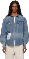 Andersson Bell Blue Embroidery Patchwork Denim Shirt In Blue