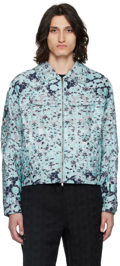 Andersson Bell Blue Fabrian Flower Jacket In Sky Blue