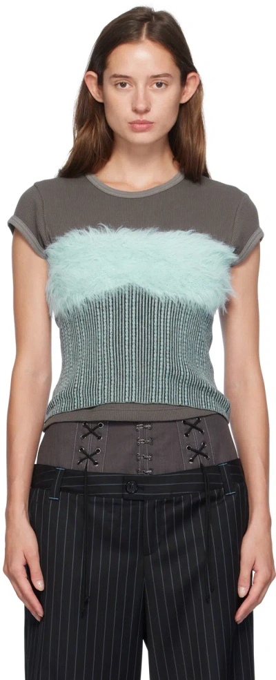 Andersson Bell Blue Hairy Knit Tube Top