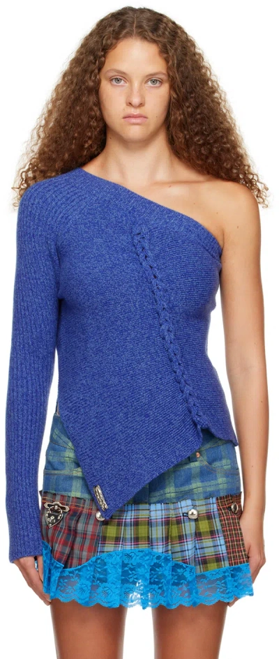 Andersson Bell Blue Hand Twist Sweater In Melange Blue