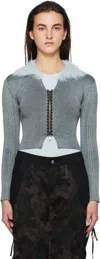 Andersson Bell Lace Up Knit Cardigan In Blue