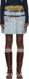 Andersson Bell Blue Python Fade Denim Printed Miniskirt In Blue