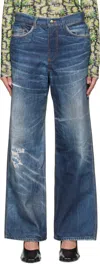 Andersson Bell Blue Trompe L'œil Printed Jeans In Blue