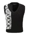 Andersson Bell Boucle Cable Patchwork Knit Vest In Black