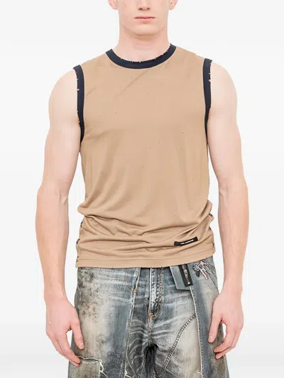 Andersson Bell Brit Damaged Sleeveless T-shirt In Brown
