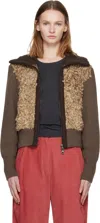 Andersson Bell Brown & Beige Fur Combo Knit Cardigan In Brown