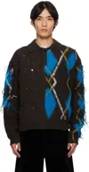 Andersson Bell Argyle-pattern Cable-knit Sweater In Black