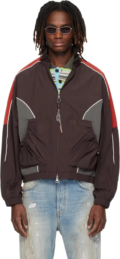 Andersson Bell Brown & Red Colour Block Nylon Jacket