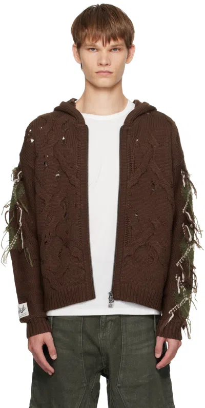 Andersson Bell Brown Argyle Fisherman Zip-up Hoodie