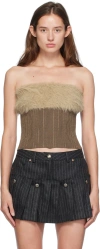 Andersson Bell Brown Hairy Knit Tube Top In Brown
