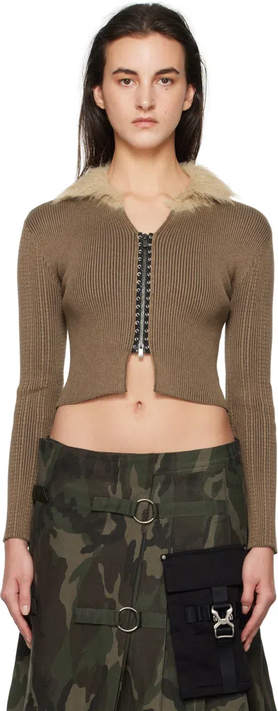 Andersson Bell Brown Lace-up Knit Cardigan