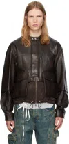Andersson Bell Brown Quilted Bomber Leather Jacket In Brown