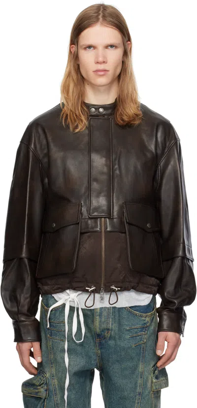 Andersson Bell Brown Quilted Bomber Leather Jacket