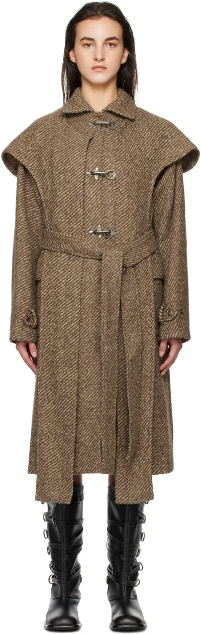 Andersson Bell Brown Scarf Double-layered Coat