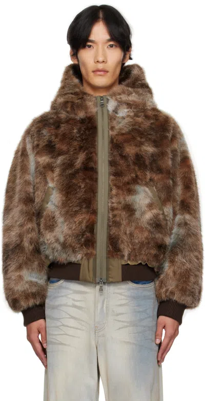 Andersson Bell Brown Vanessa Faux-fur Jacket In Gold