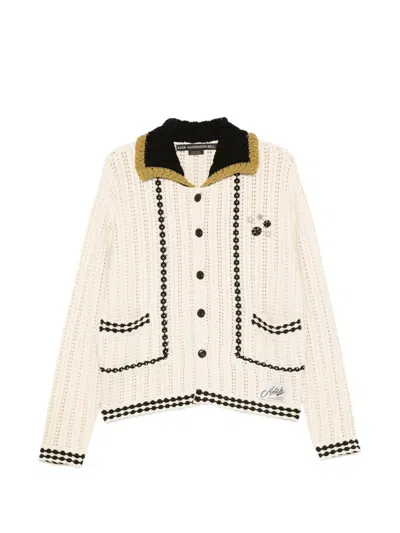Andersson Bell Button Embellished Cardigan In Neutral