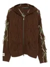 Andersson Bell Cable-knit Fringed Hoodie In Brown