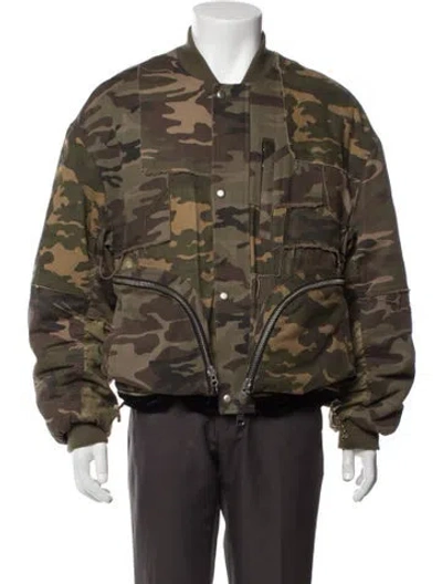 Pre-owned Andersson Bell Camouflage Print Bomber Jacket In Green