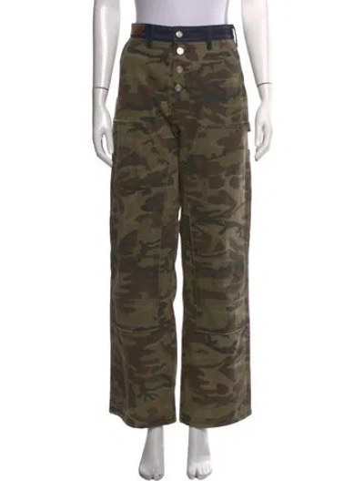 Pre-owned Andersson Bell Camouflage Print Wide Leg Pants In Green