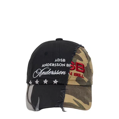 Andersson Bell Camouflage Split Paneled Cap In Black