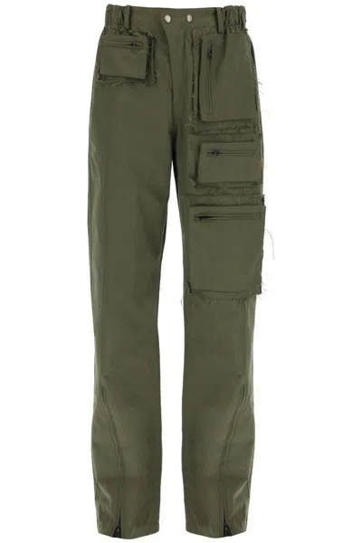 Andersson Bell Cargo Trousers With Raw-cut Details In Verde