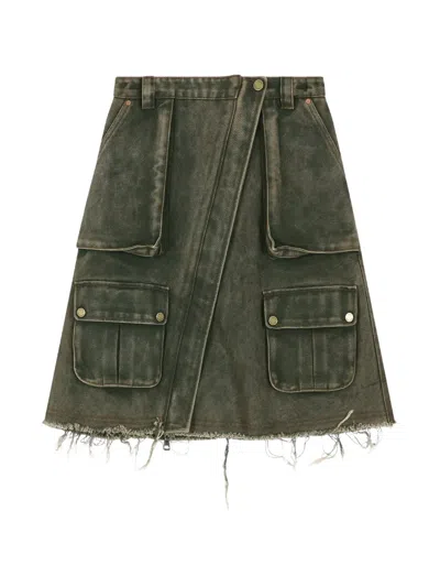 Andersson Bell Cargo-pocket Wrap Mini Skirt In Green